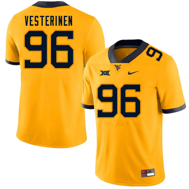 NCAA Men's Edward Vesterinen West Virginia Mountaineers Gold #96 Nike Stitched Football College Authentic Jersey FR23C57EJ